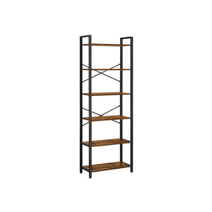 Bücherregal Regal Standregal 66x30x186cm Stahlrahmen Braun Schwarz