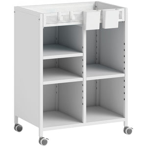 Bücherregal auf Rollen verstellbar für Wohnzimmer Büro weiss