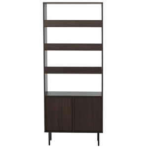 Bücherregal Bücherschrank Hochschrank skandinavisch Metall Holz 200x80x30cm dunkelbraun