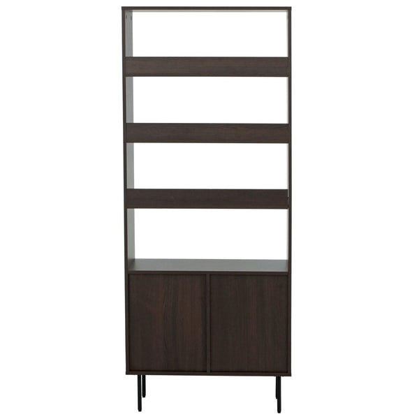 Bücherregal Bücherschrank Hochschrank skandinavisch Metall Holz 200x80x30cm dunkelbraun