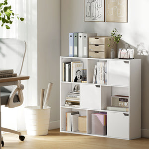 Bücherregal mit Türen und offenen Fächern für Wohnzimmer weiss
