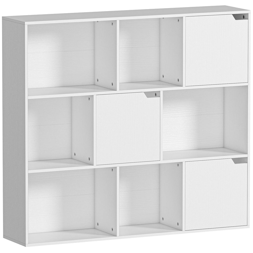 Bücherregal mit Türen und offenen Fächern für Wohnzimmer weiss