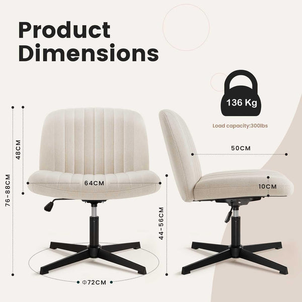 Office chair without armrests with rocking function