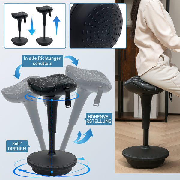 Bürohocker ergonomisch höhenverstellbar schwenkbar schwarz