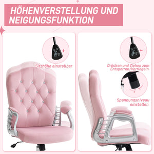 Office chair, 120kg weight capacity, height adjustable, ergonomic, pink