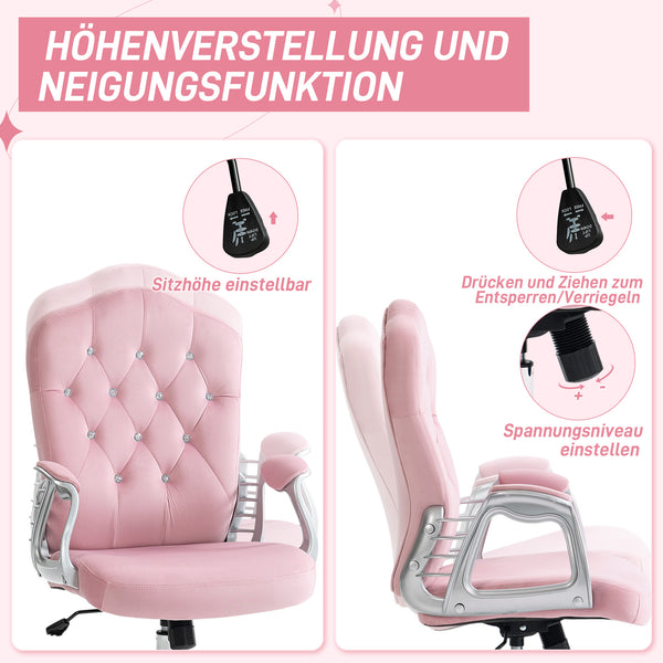 Office chair, 120kg weight capacity, height adjustable, ergonomic, pink