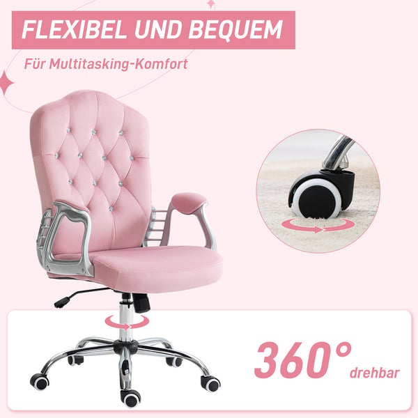 Office chair, 120kg weight capacity, height adjustable, ergonomic, pink