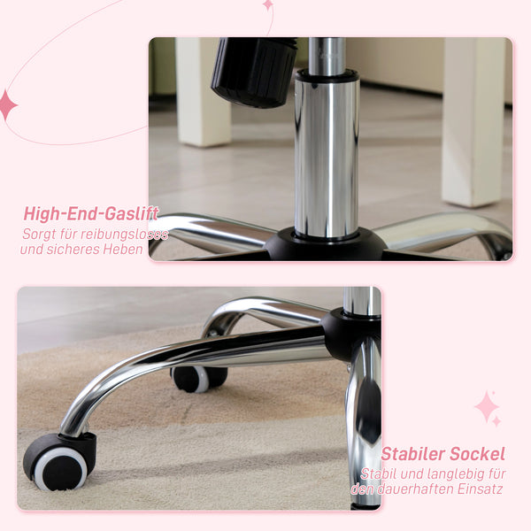 Office chair, 120kg weight capacity, height adjustable, ergonomic, pink