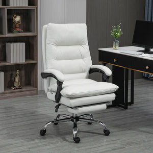 Office chair, 135° tiltable, massage function, 120kg weight capacity, cream white
