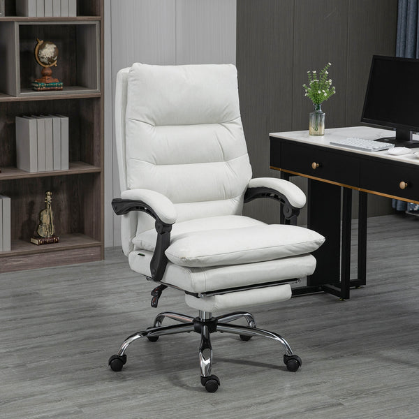 Office chair, 135° tiltable, massage function, 120kg weight capacity, cream white