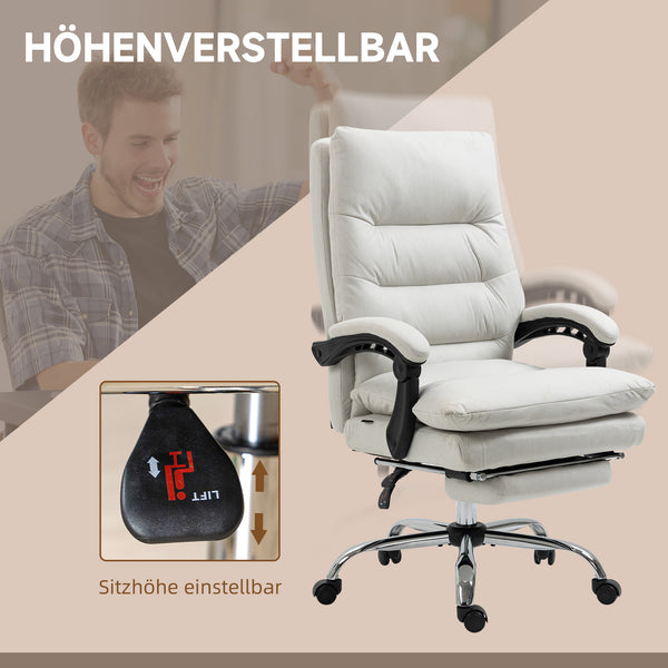 Office chair, 135° tiltable, massage function, 120kg weight capacity, cream white