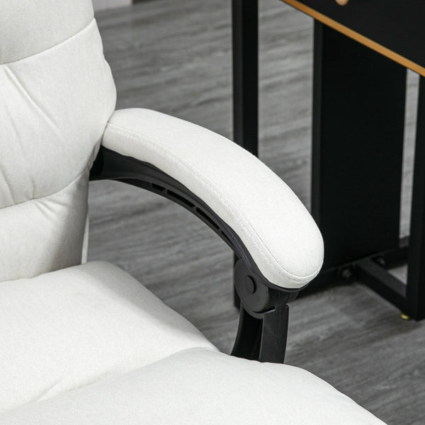 Office chair, 135° tiltable, massage function, 120kg weight capacity, cream white
