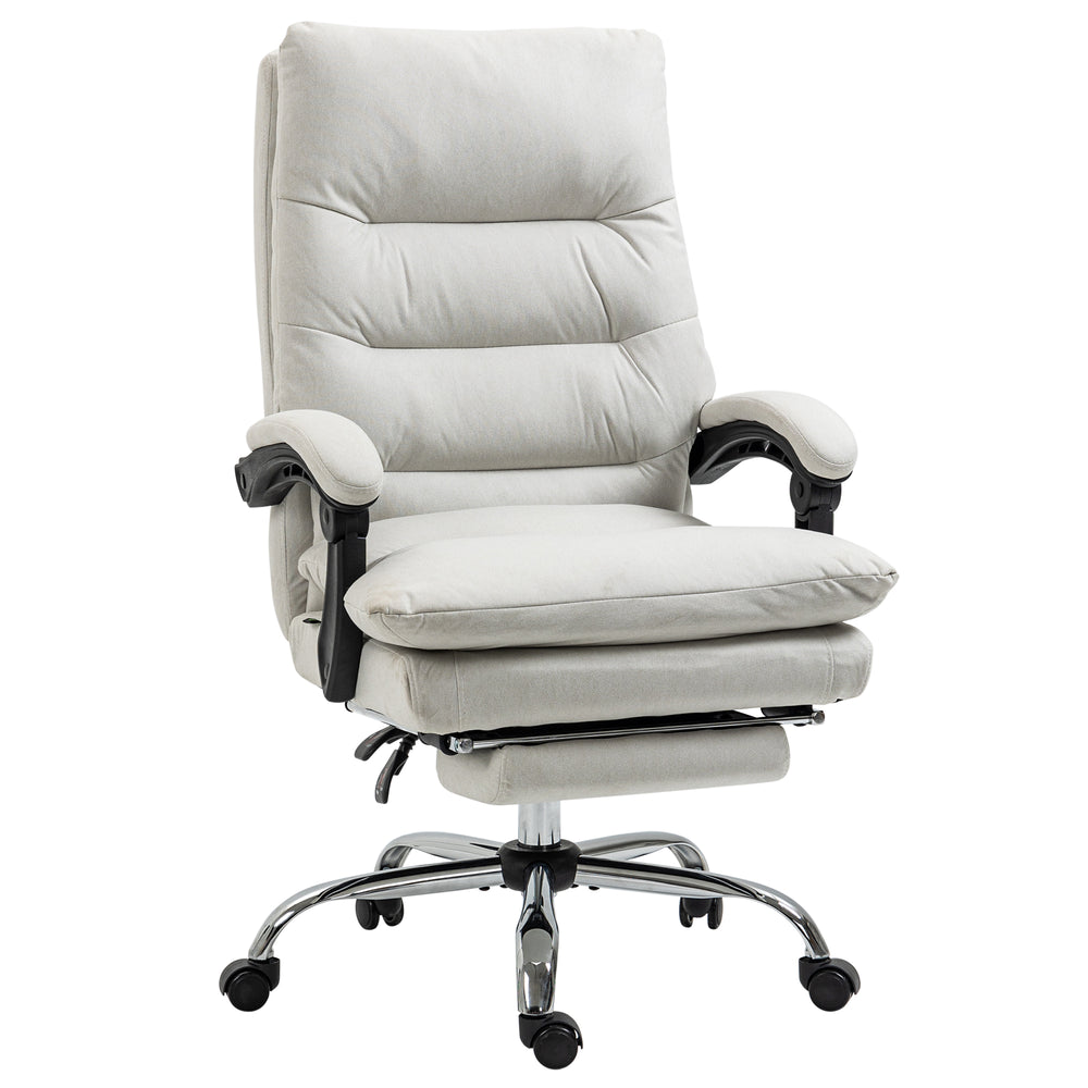 Office chair, 135° tiltable, massage function, 120kg weight capacity, cream white