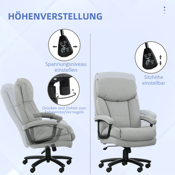Bürostuhl ergonomisch belastbar gepolstert bis 200kg hellgrau