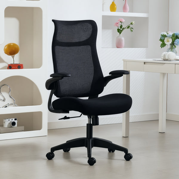 Bürostuhl ergonomisch mit Netzrücken 3D-Armlehnen Kopfstütze Schwarz
