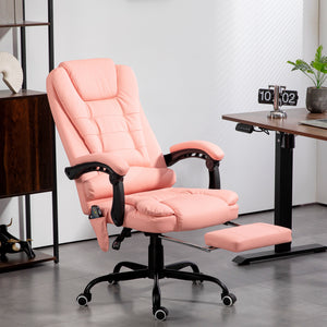 Office chair with 7-point massage & reclining function, ergonomic, up to 120kg, pink