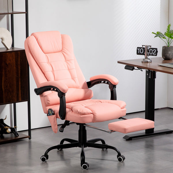 Office chair with 7-point massage & reclining function, ergonomic, up to 120kg, pink