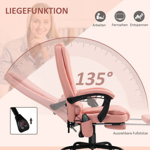 Office chair with 7-point massage & reclining function, ergonomic, up to 120kg, pink