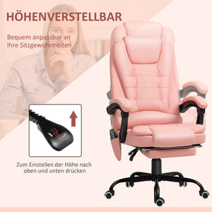 Office chair with 7-point massage & reclining function, ergonomic, up to 120kg, pink