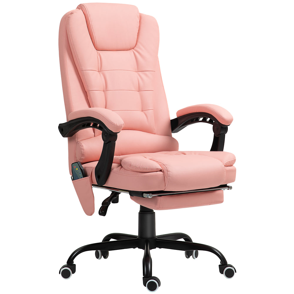 Office chair with 7-point massage & reclining function, ergonomic, up to 120kg, pink