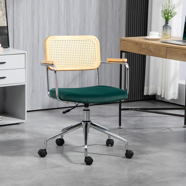 Bürostuhl Boho drehbar verstellbar mit Holzarmlehnen grün