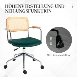 Bürostuhl Boho drehbar verstellbar mit Holzarmlehnen grün