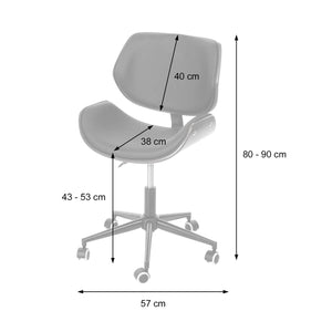 Bürostuhl Bugholz Walnuss-Optik drehbar höhenverstellbar creme