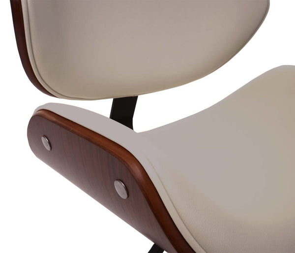 Bürostuhl Bugholz Walnuss-Optik drehbar höhenverstellbar creme