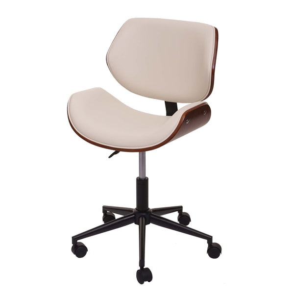 Bürostuhl Bugholz Walnuss-Optik drehbar höhenverstellbar creme