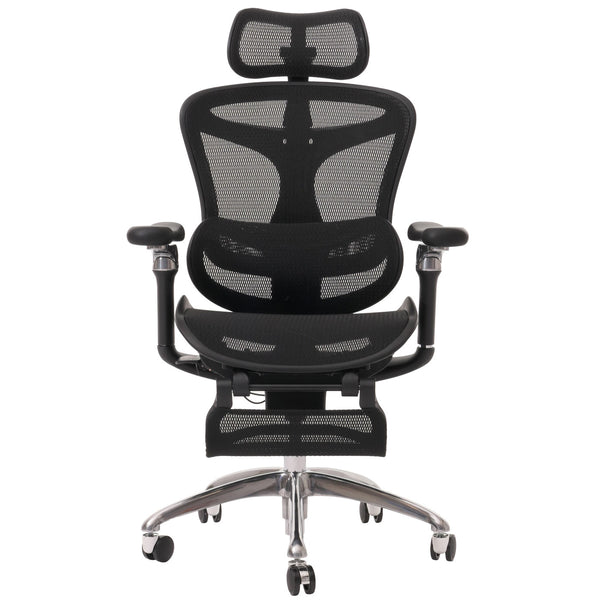 Ergonomischer Bürostuhl mit Lordosenstütze und 6D Armlehnen, schwarz