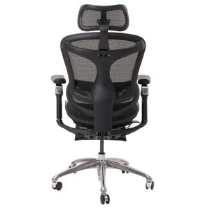 Ergonomischer Bürostuhl mit Lordosenstütze und 6D Armlehnen, schwarz