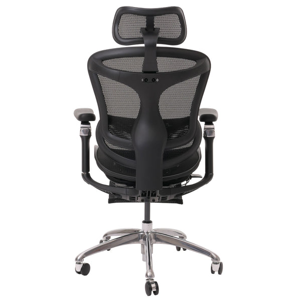 Ergonomischer Bürostuhl mit Lordosenstütze und 6D Armlehnen, schwarz