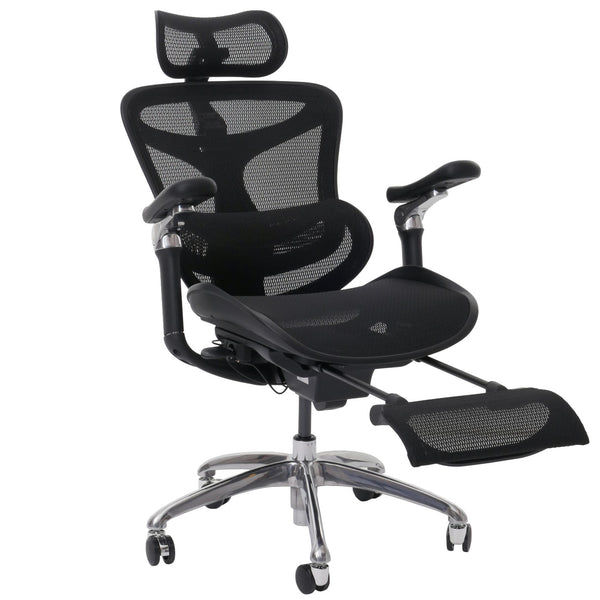 Ergonomischer Bürostuhl mit Lordosenstütze und 6D Armlehnen, schwarz