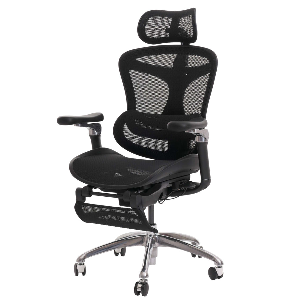 Ergonomischer Bürostuhl mit Lordosenstütze und 6D Armlehnen, schwarz