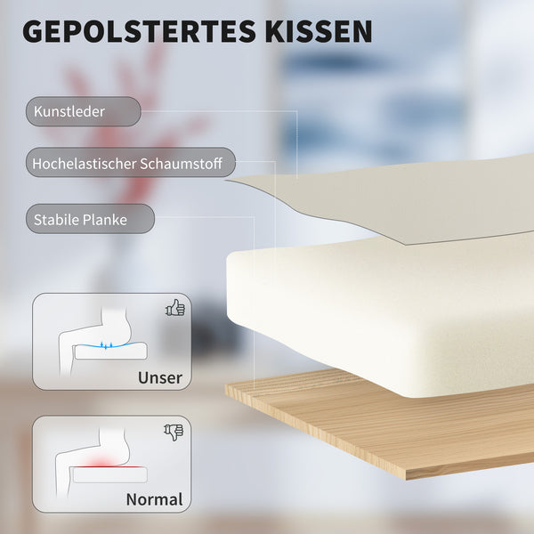 Bürostuhl höhenverstellbar rollbar mit Fussstütze Kunstleder beige