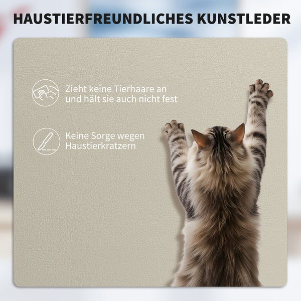 Bürostuhl höhenverstellbar rollbar mit Fussstütze Kunstleder beige