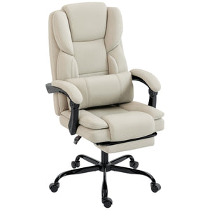 Bürostuhl höhenverstellbar rollbar mit Fussstütze Kunstleder beige