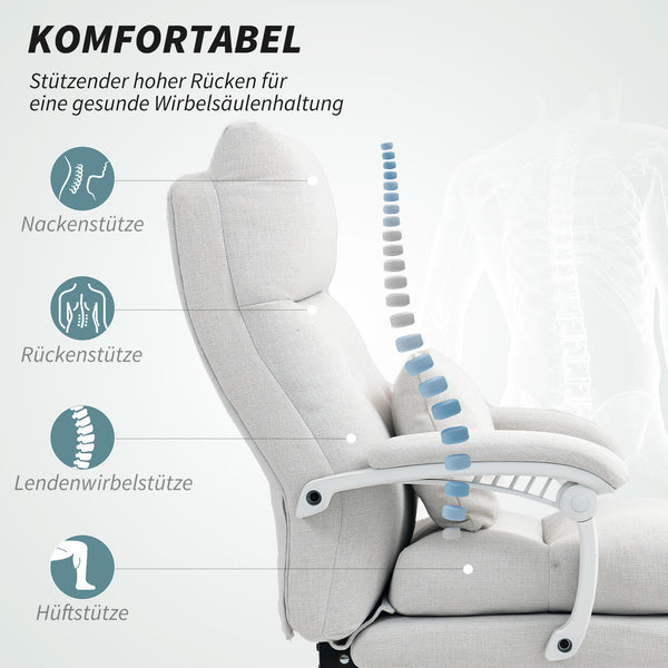 Bürostuhl höhenverstellbar neigbar mit Fussstütze cremeweiss