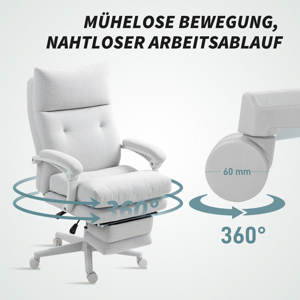 Bürostuhl höhenverstellbar neigbar mit Fussstütze cremeweiss