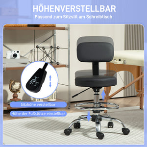 Bürostuhl höhenverstellbar mit Fussstütze Kunstleder schwarz