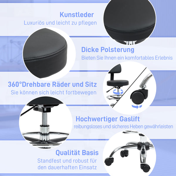 Bürostuhl höhenverstellbar mit Fussstütze Kunstleder schwarz