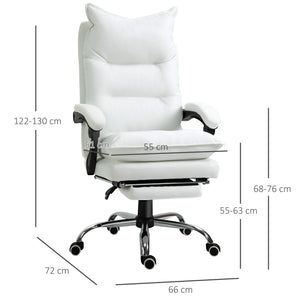 Office chair with footrest & ultra-comfortable backrest, white