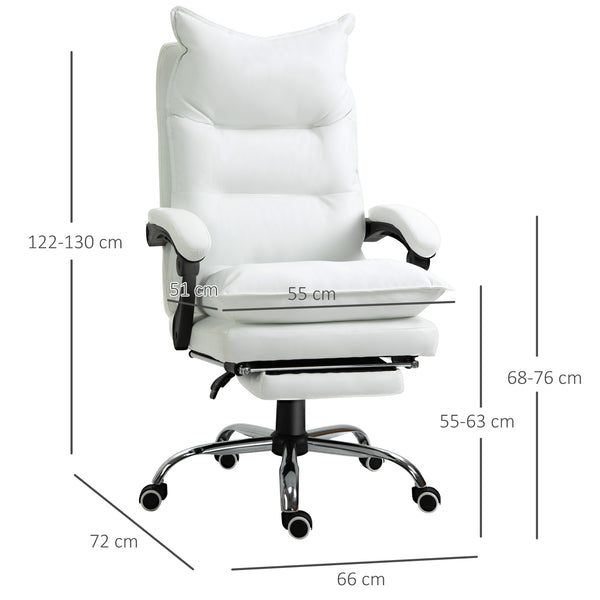 Office chair with footrest & ultra-comfortable backrest, white