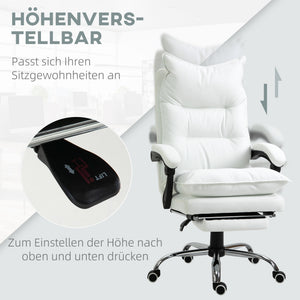 Office chair with footrest & ultra-comfortable backrest, white