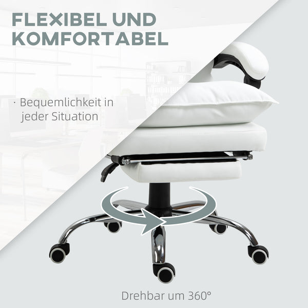 Office chair with footrest & ultra-comfortable backrest, white