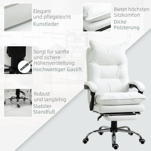 Office chair with footrest & ultra-comfortable backrest, white