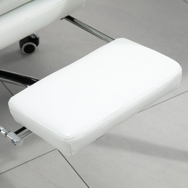 Office chair with footrest & ultra-comfortable backrest, white