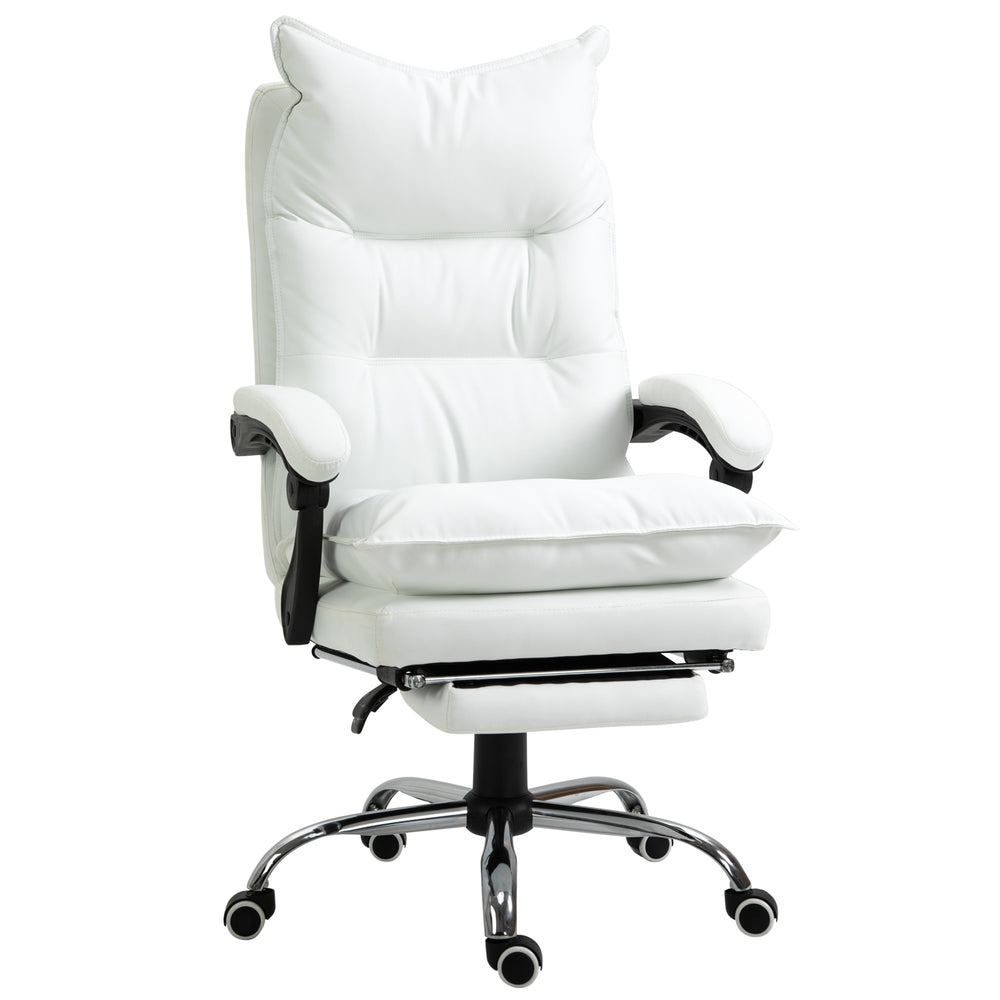 Office chair with footrest & ultra-comfortable backrest, white