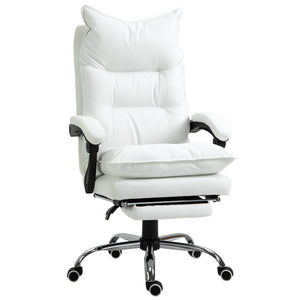 Office chair with footrest & ultra-comfortable backrest, white