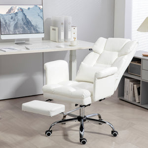 Bürostuhl ergonomisch höhenverstellbar mit Fussstütze weiss